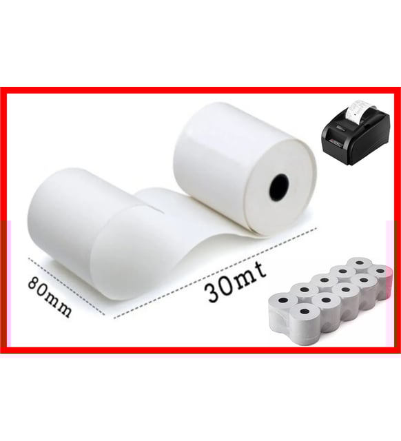 Termal Pos ve Adisyon Rulosu,Termal Yazıcı Kağıdı,Termal Bilgi Fişi 80 Mm X 30 Mt (20 Paket) 200 Adet